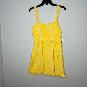 New BP Cotton Yellow Printed Ruffle Summer Dress Women's size M